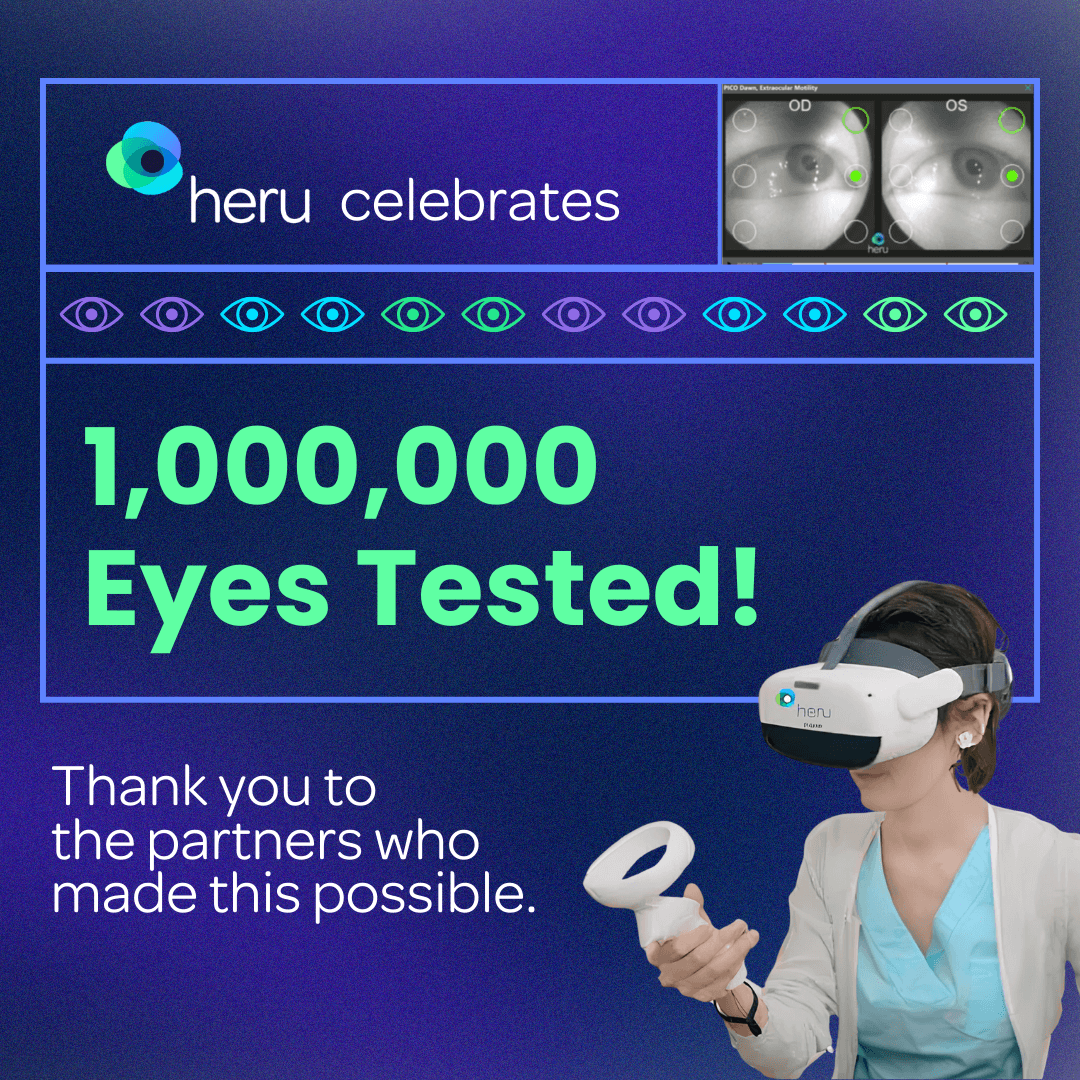Heru celebrates 1,000,000 eyes tested. Thank you to the partners who made this possible.